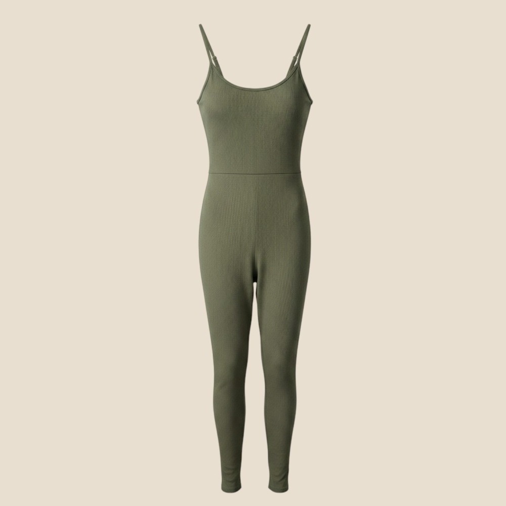 Wild Fable Olive Green Ribbed Sleeveless Jumpsuit XS Scoop Neck Bodysuit